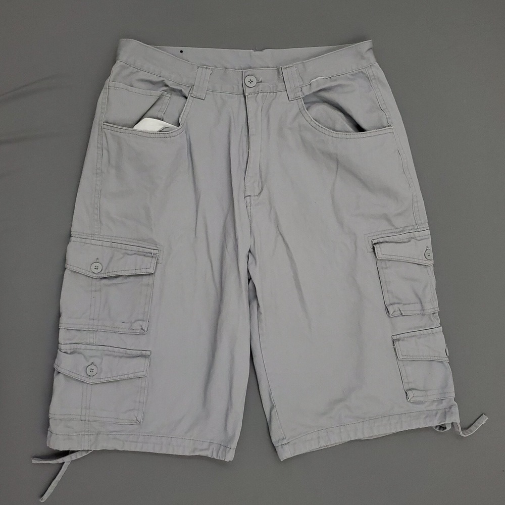 Beat & Rhythm Mens Gray‎ Multi Pocket Cargo Shorts Size 34 Cotton Utility Twill